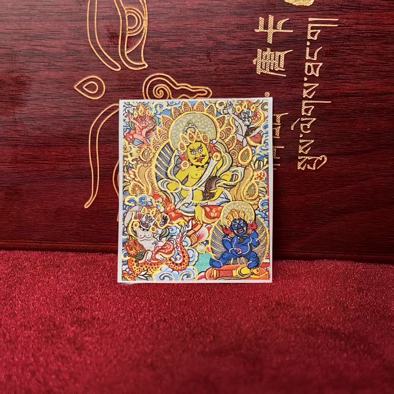五方財神合集 藏式傳統工藝 五方聚財藏地工藝製作 純手繪五路財神唐卡畫芯 五方聚財唐卡畫芯